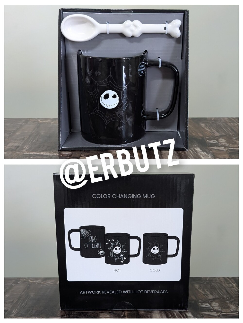 Rae Dunn x Disney The Nightmare Before Christmas Color Changing Mug + Bone Spoon